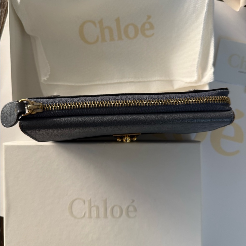 Chloe Long Wallet Leather L Shape Zipper Turn Lock - Picture 7 of 16
